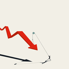 Business recovery and growth vector concept. Symbol of averting crisis, restart. Minimal illustration.