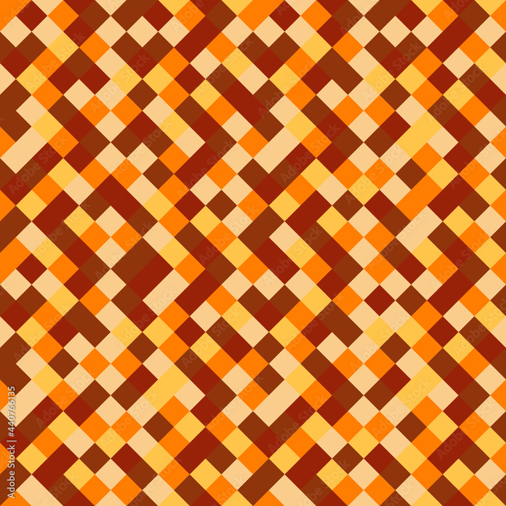 Poster Diagonal pixels pattern. Brown colors of vector squares. Repeated and seamless.