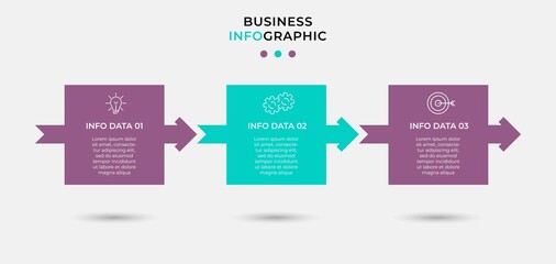 Business Infographic design template Vector with icons and 3 options or steps. Can be used for process diagram, presentations, workflow layout, banner, flow chart, info graph