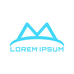 Creative, simple and elegant Initial letter M mountain or hat logo template in flat design monogram illustration