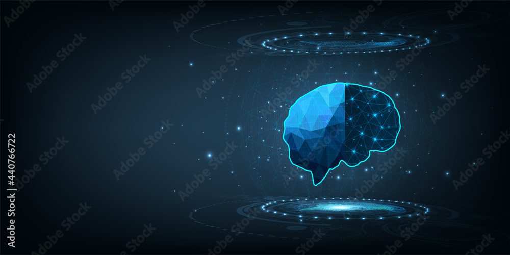 Fototapete graphic of a brain on futuristic background.innovation technology creative thinking vector illutrati