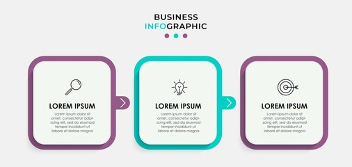 Business Infographic design template Vector with icons and 3 options or steps. Can be used for process diagram, presentations, workflow layout, banner, flow chart, info graph