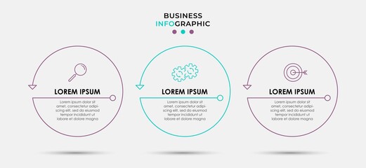 Business Infographic design template Vector with icons and 3 options or steps. Can be used for process diagram, presentations, workflow layout, banner, flow chart, info graph