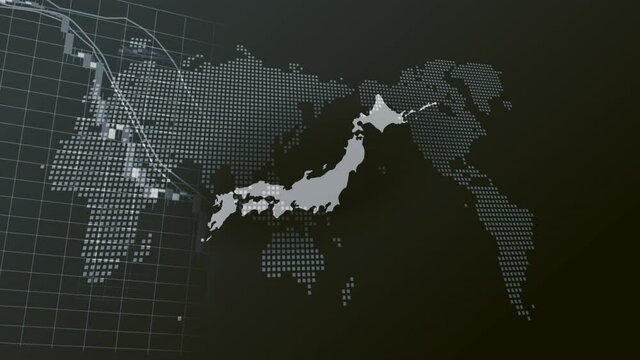 日本のモノトーンデジタル株価チャートイメージ