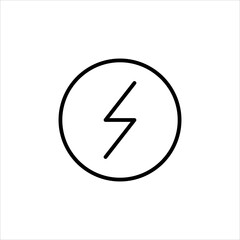 Battery Charge Line Icon In A Simple Style. It represents the battery charge from the power source. Vector sign in simple style, isolated on a white background