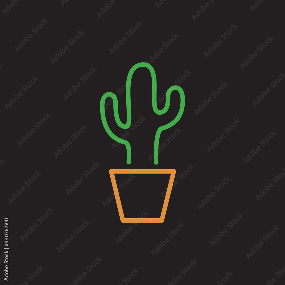 Wall mural Cactus plant neon like vector illustration icon