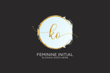 Initial KO handwriting logo with circle template vector signature, wedding, fashion, floral and botanical with creative template. - obrazy, fototapety, plakaty