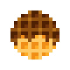 Circle waffle pixel art. Vector illustration. Valentine's Day. Chocolate Coated Waffles.