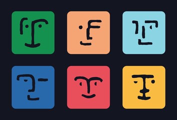 Set of abstract surreal icons depicting emotions. Minimalism style. Vector template
