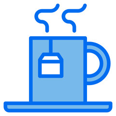 hot tea blue line icon