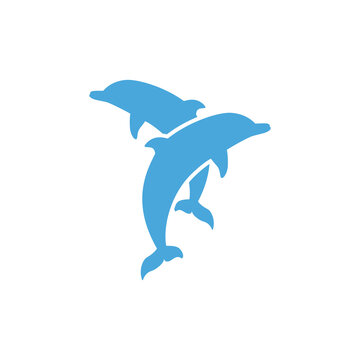 Couple of dolphins icon isolated on white background. blower sign. marine nature symbol. Swimmimg pool logo. vector illustration. 