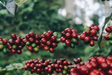 detail of cherry arabika coffee