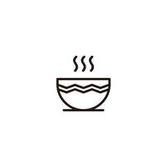 Simple Bowl Icon Illustration with Outlined Style Isolated on White Background