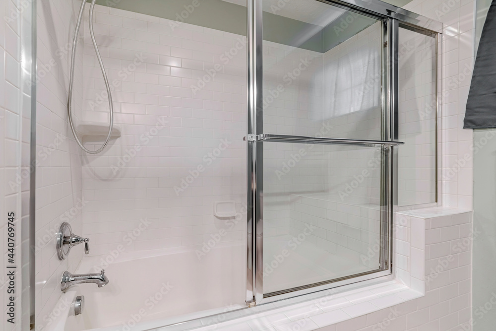 Sticker Modern style enclosed bathtub with a shower