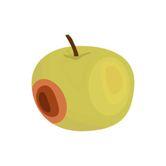 Apple yellow, ripe, rotten. The concept of the process of aging and decomposition of fruit. A different, fresh, juicy, damaged and bad spoiled apples. Vector illustration.