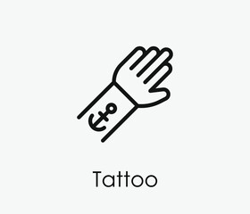 Tattoo vector icon. Editable stroke. Symbol in Line Art Style for Design, Presentation, Website or Apps Elements, Logo. Pixel vector graphics - Vector