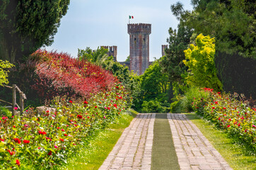 parco giardino Sigurta gardens castle of Valeggio sul Mincio background Verona - Veneto region -...
