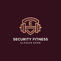 fitness sports fitness logo icon vector template with shield , fitness security logo