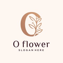 Set creative 0 letter flower logo template in sumptuous colors o flower