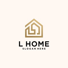 Set of modern home architecture industrial building logo design templates with initial letter L, house logo letter L