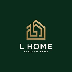 Set of modern home architecture industrial building logo design templates with initial letter L, house logo letter L