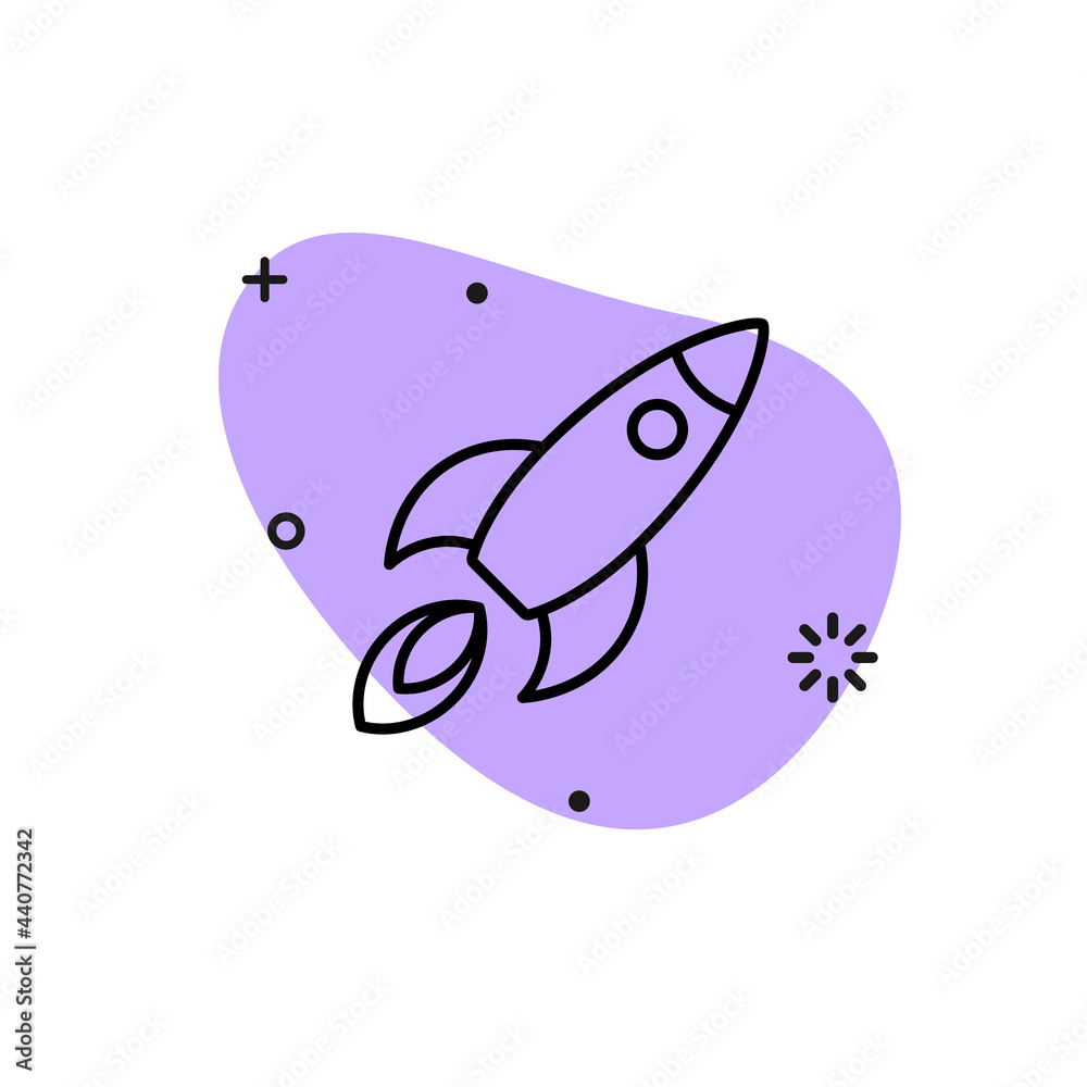 Canvas Prints rocket in space line icon. clipart image isolated on white background