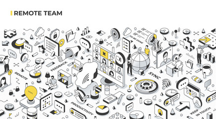 Remote Team Isometric Illustration