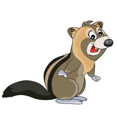 cute striped chipmunk character, cartoon illustration, isolated object on white background, vector,