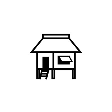 Nipa hut line icon. Clipart image isolated on white background