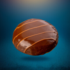 Flying doughnut with chocolate glaze
