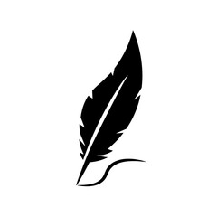 Feather pen silhouette icon. Clipart image isolated on white background