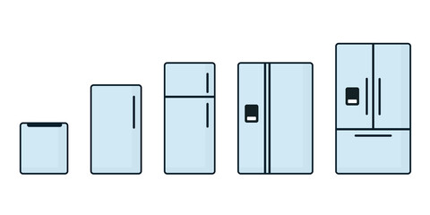 Refrigerator sizes chart filled outline icon. Clipart image isolated on white background