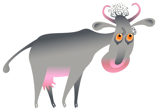 Decorative image of a cow. Humor. Vector graphics