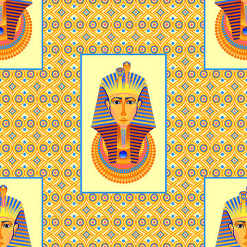 Pharanon image. Stylization for the culture of ancient Egypt. Seamless pattern. Vector graphics