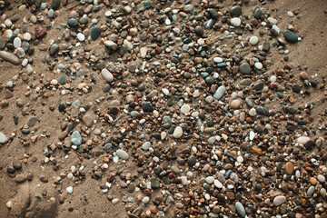 lots of small stones on the beach