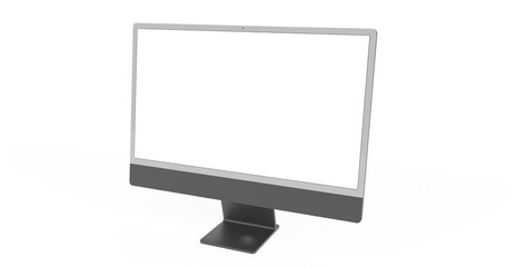 Computer display mock up with blank white screen. Stylish desktop computer mockup.