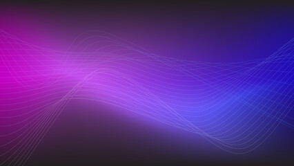 abstract white line wave with lighting effect on purple and blue gradient color background with copy space for technology and futuristic element design