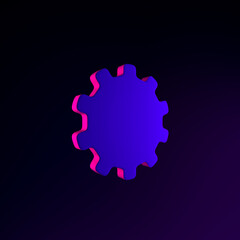 Gear neon icon in flat style. 3d rendering interface ui ux element. Dark glowing symbol.