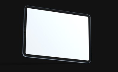 3D tablet with empty screen isolated digital black