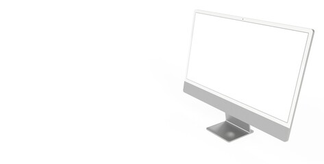 Computer display with blank white screen 3d grey