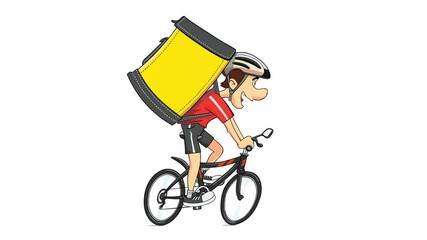 Deliveryman Cyclist at Сycle. Delivery Service. Cartoon animation.