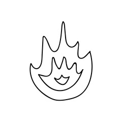 Trendy hand drawn fire (symbol of deadline) in doodle style. Business icon about time on project, deadlines, dates, achievement tasks on right time. Vector illustration isolated on the background