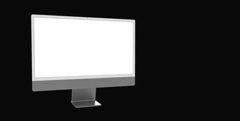 Workspace blank screen desktop computer, Mockup computer background dark black