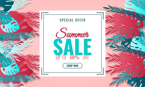 Summer sale background sales promotion advertising banner template design