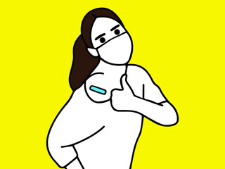 Healthy woman getting vaccinated immunity. inoculation, vaccination, vaccinated patient, vaccine roll-out program. vector graphic design