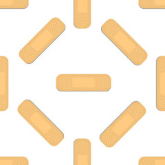 Seamless pattern with sticking plasters. Medical patch repeat texture. On white background. Stock vector illustration.