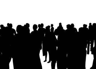 Naklejka premium Silhouette of a crowd of people isolated on a white background. Vector illustration
