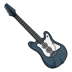 Fototapeta na wymiar vintage electric guitar doodle illustration. Hand drawn icon of a musical instrument.