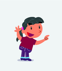  cartoon character of little girl on jeans pointing while arguing