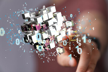 Artificial Intelligence Cloud technology. Integrated digital web concept background